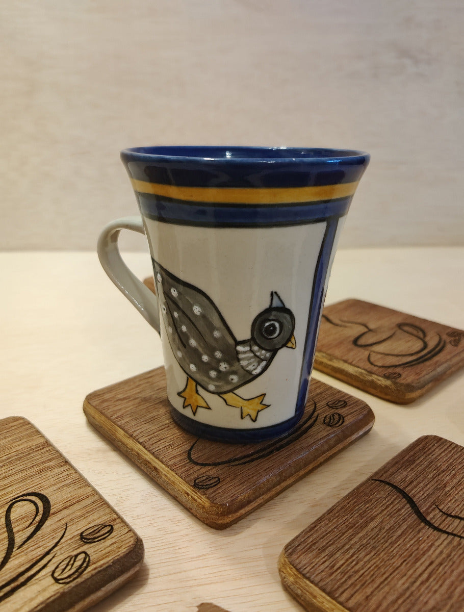Coffee coasters - "double steam" , laser engraved (per set of 4)