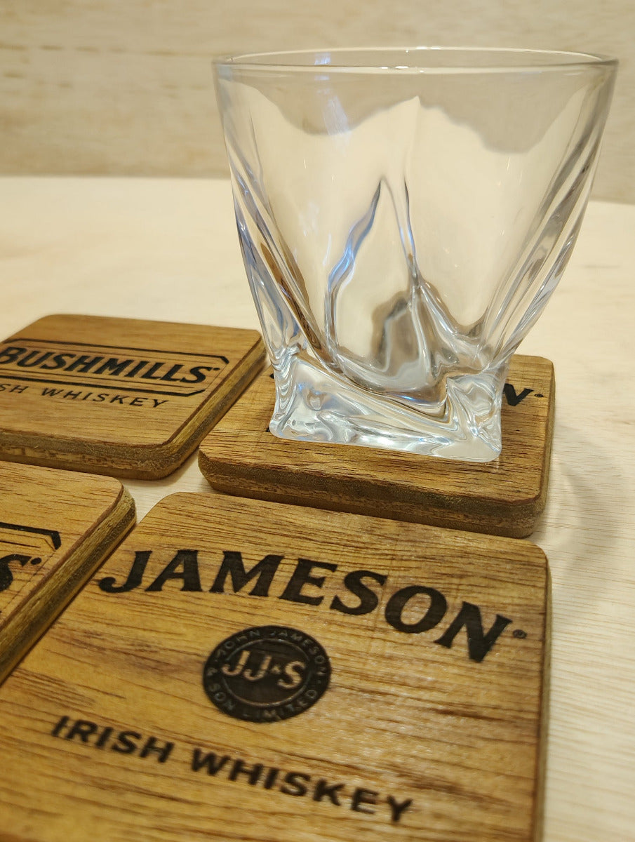 Irish Whiskey Coasters - Laser engraved ( set of 4 )