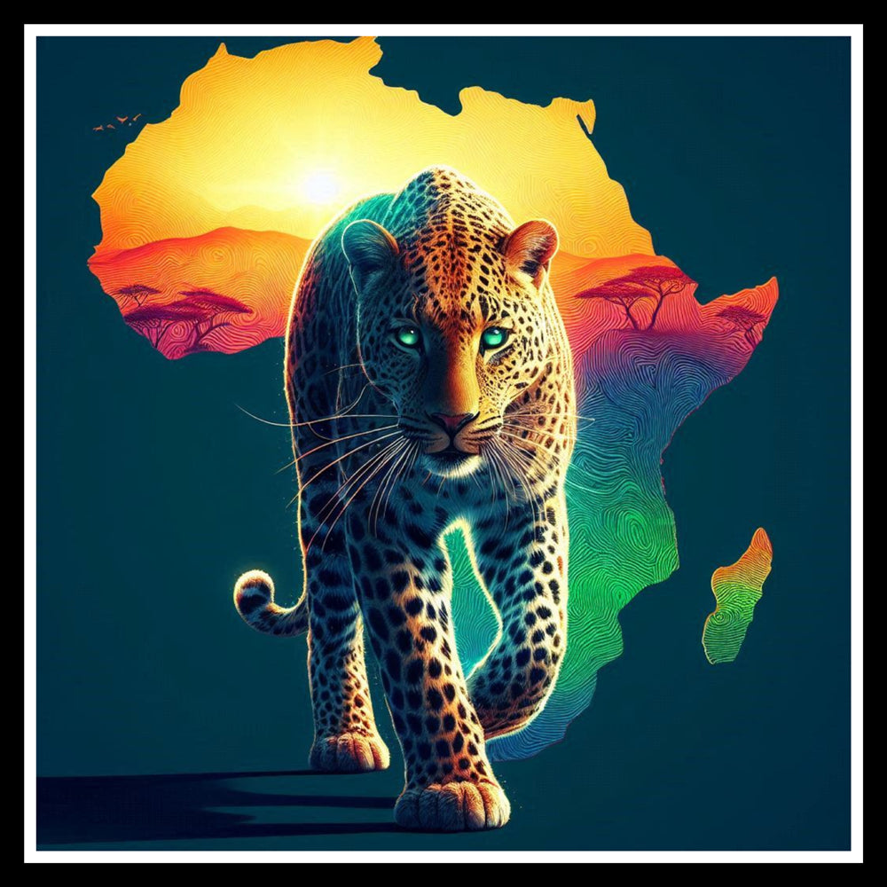 Download - Image of a African Leopard on African Continent Background