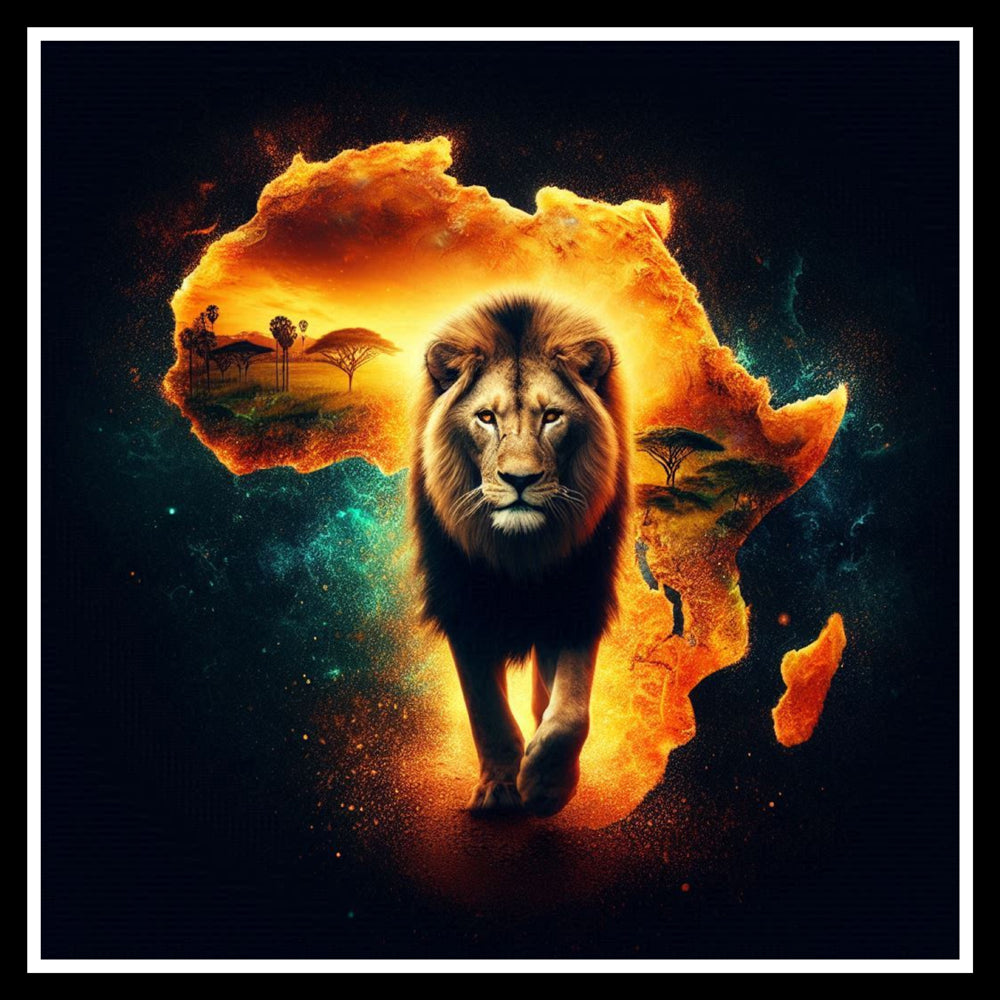 Download - Image of Majestic African Lion on Africa Continent Background