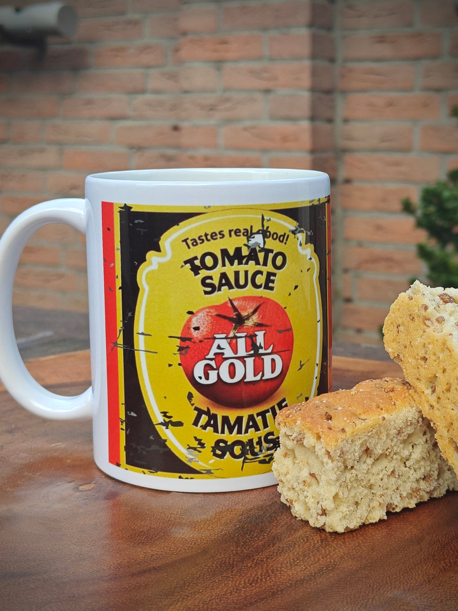 all gold tomato sauce mug