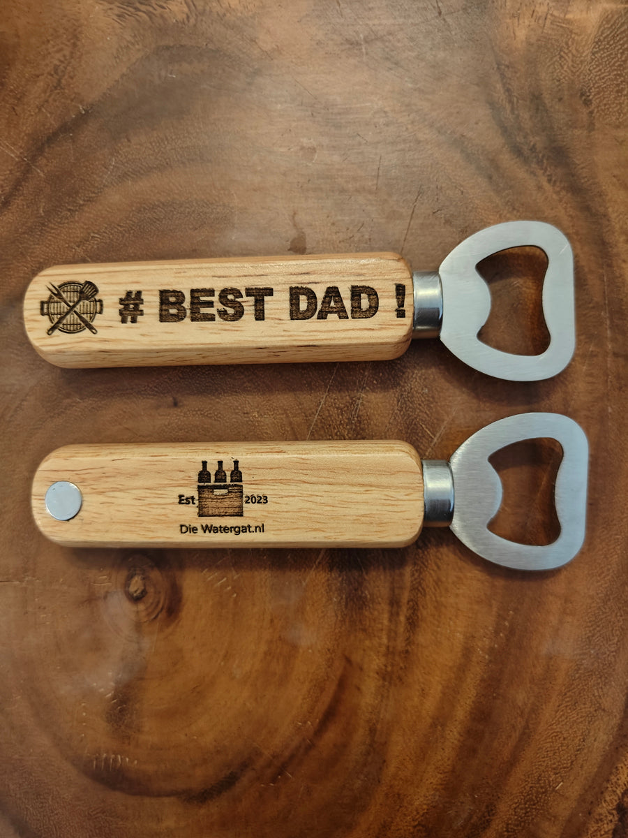 Best Dad Wooden Bottle Opener with Magnet | Gift for Him