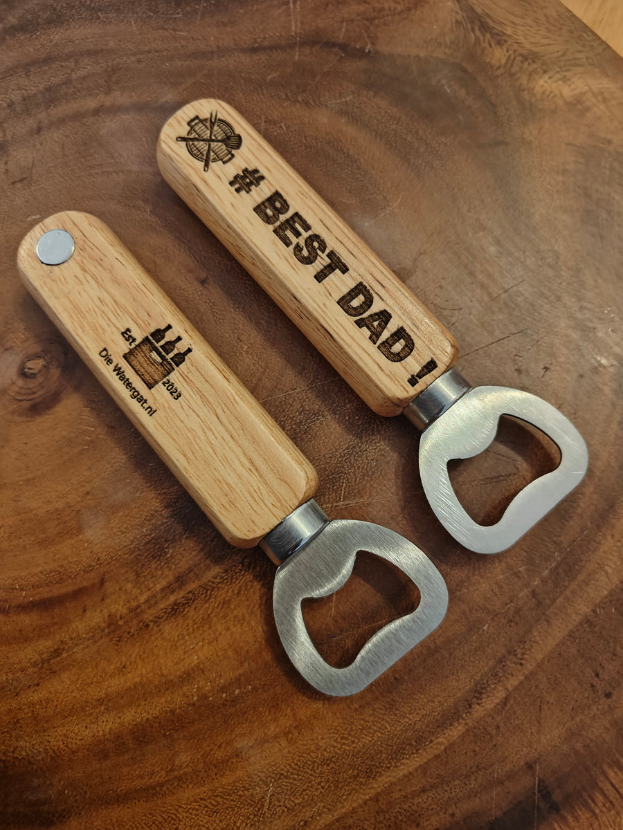 Best Dad Wooden Bottle Opener with Magnet | Gift for Him