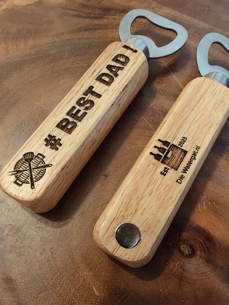 Best Dad Wooden Bottle Opener with Magnet | Gift for Him