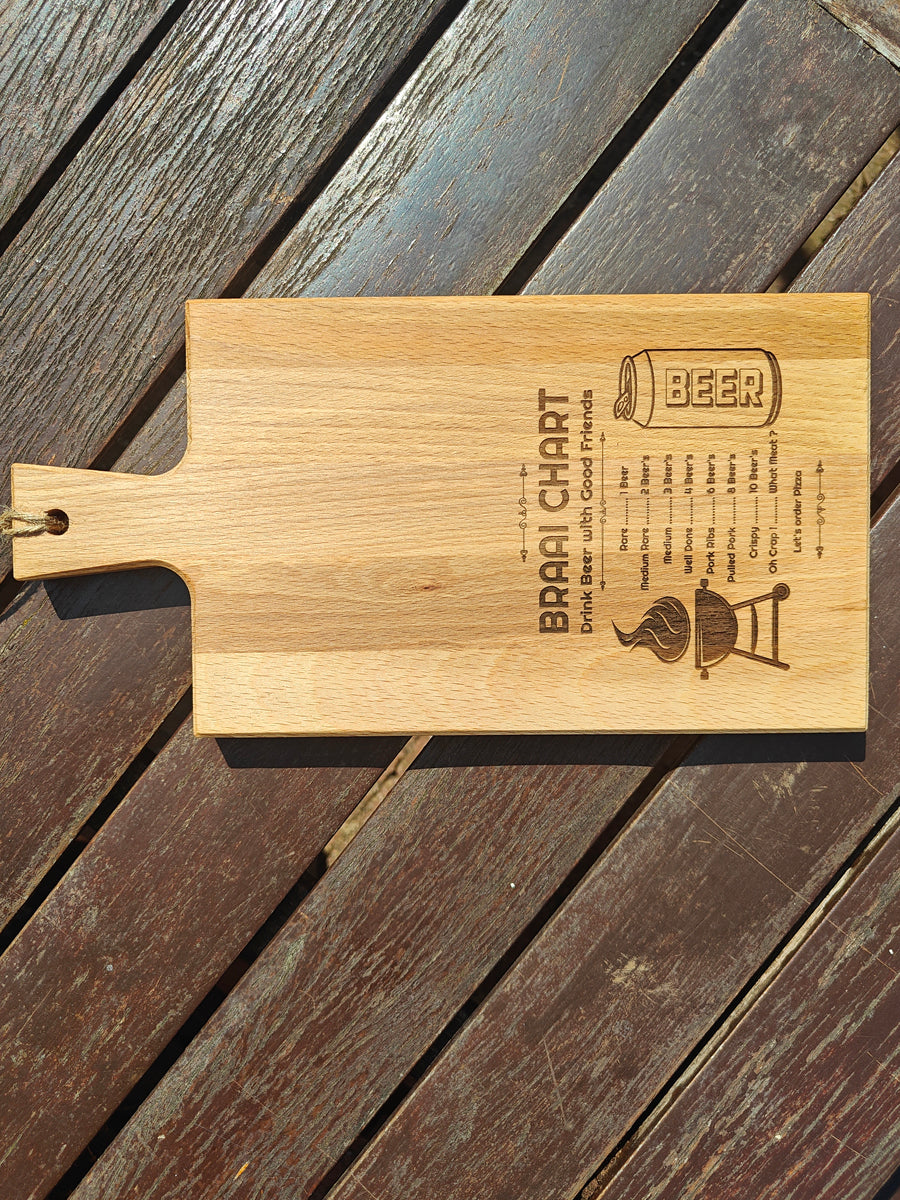 Braai Chart Snack Board – Fun Wooden Gift for Braai Lovers