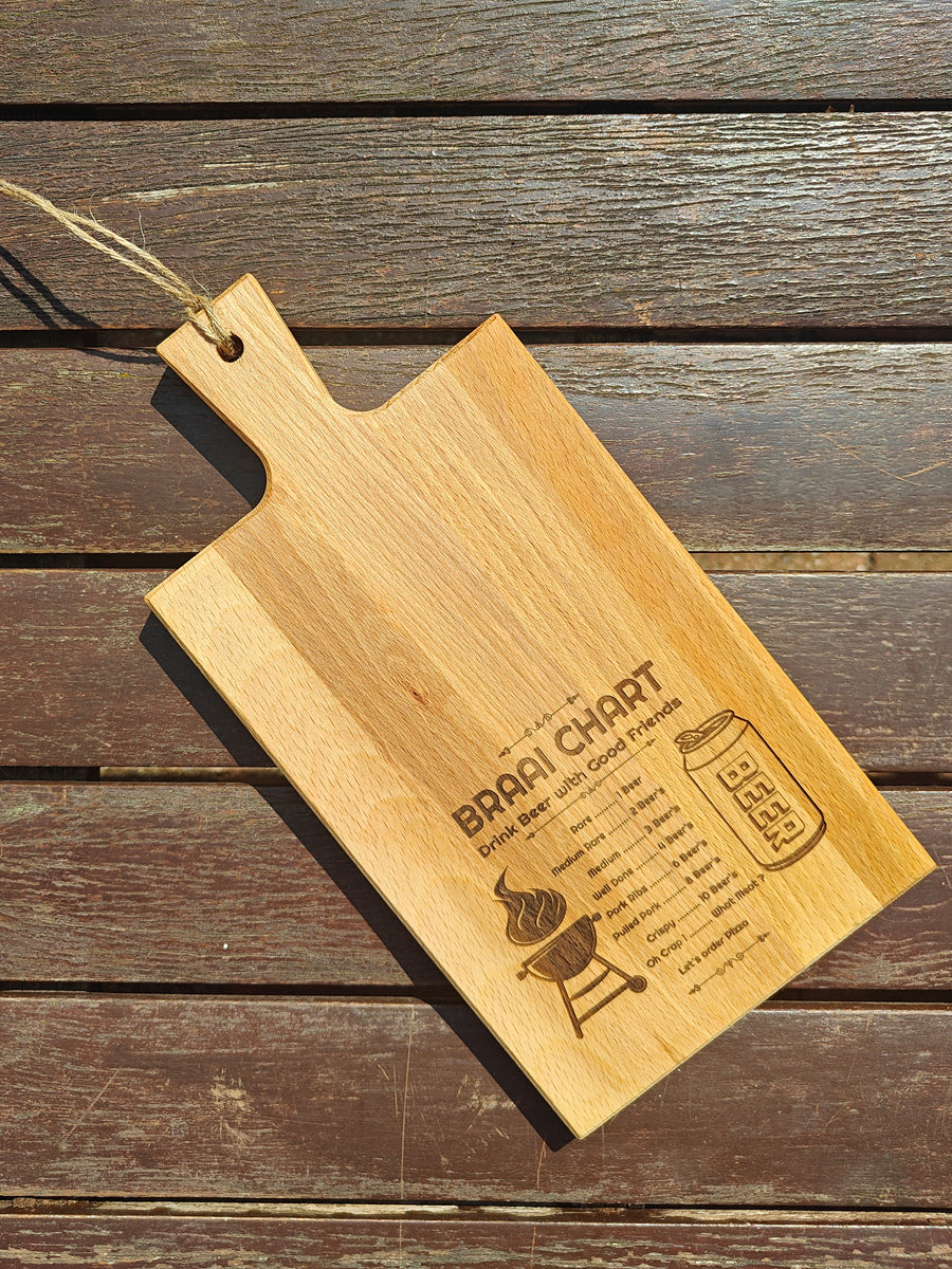 Braai Chart Snack Board – Fun Wooden Gift for Braai Lovers