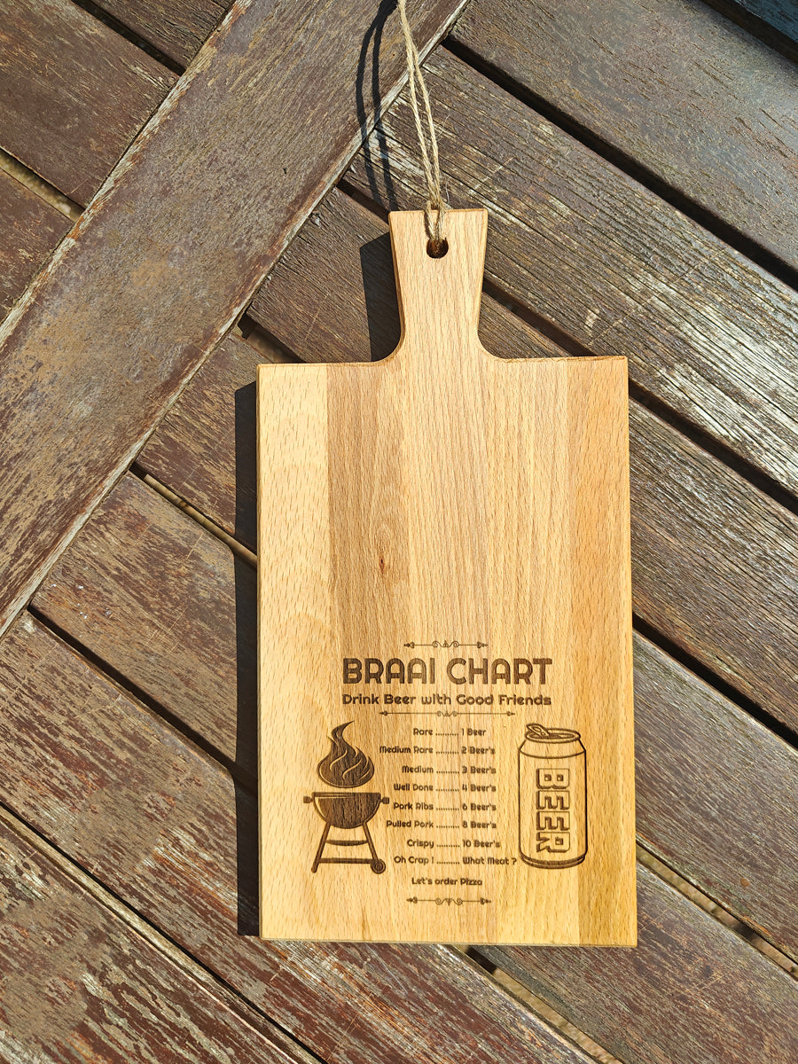 Braai Chart Snack Board – Fun Wooden Gift for Braai Lovers