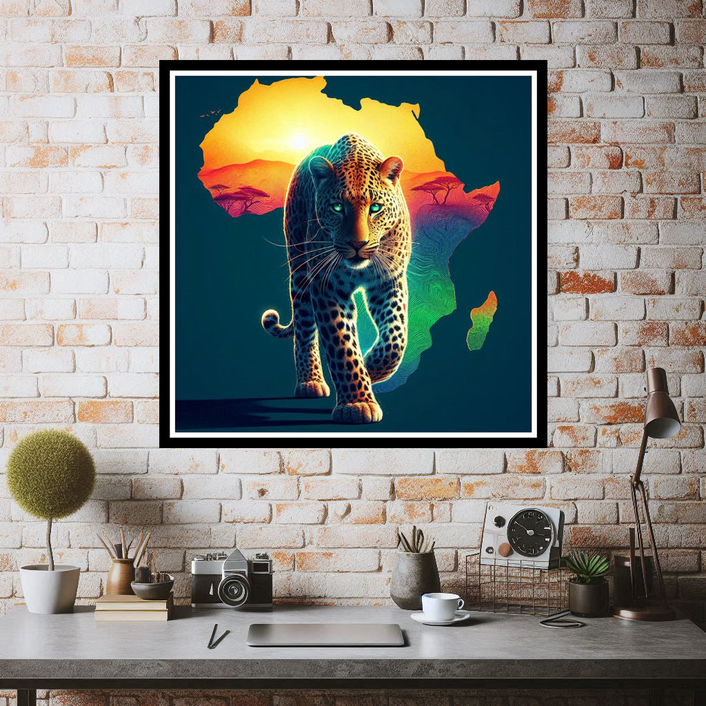 Download - Image of a African Leopard on African Continent Background