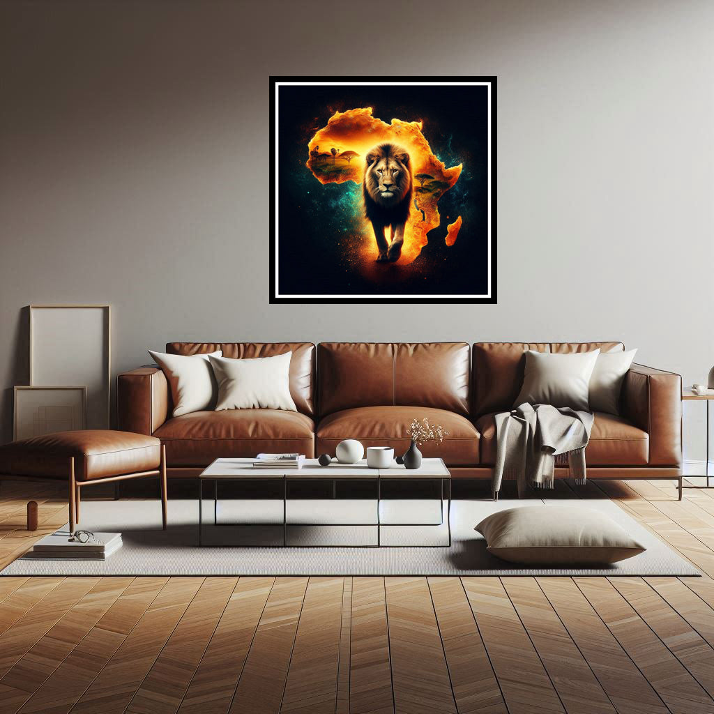 Download - Image of Majestic African Lion on Africa Continent Background