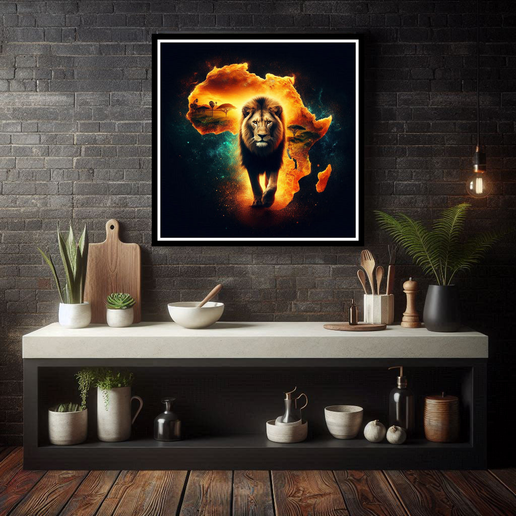 Download - Image of Majestic African Lion on Africa Continent Background