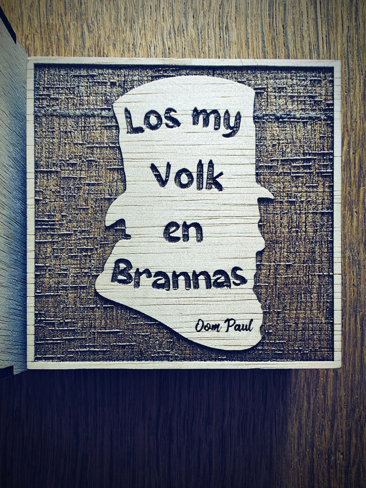 "Los My Volk en Brannas" Wooden Coaster Set with Gift Box