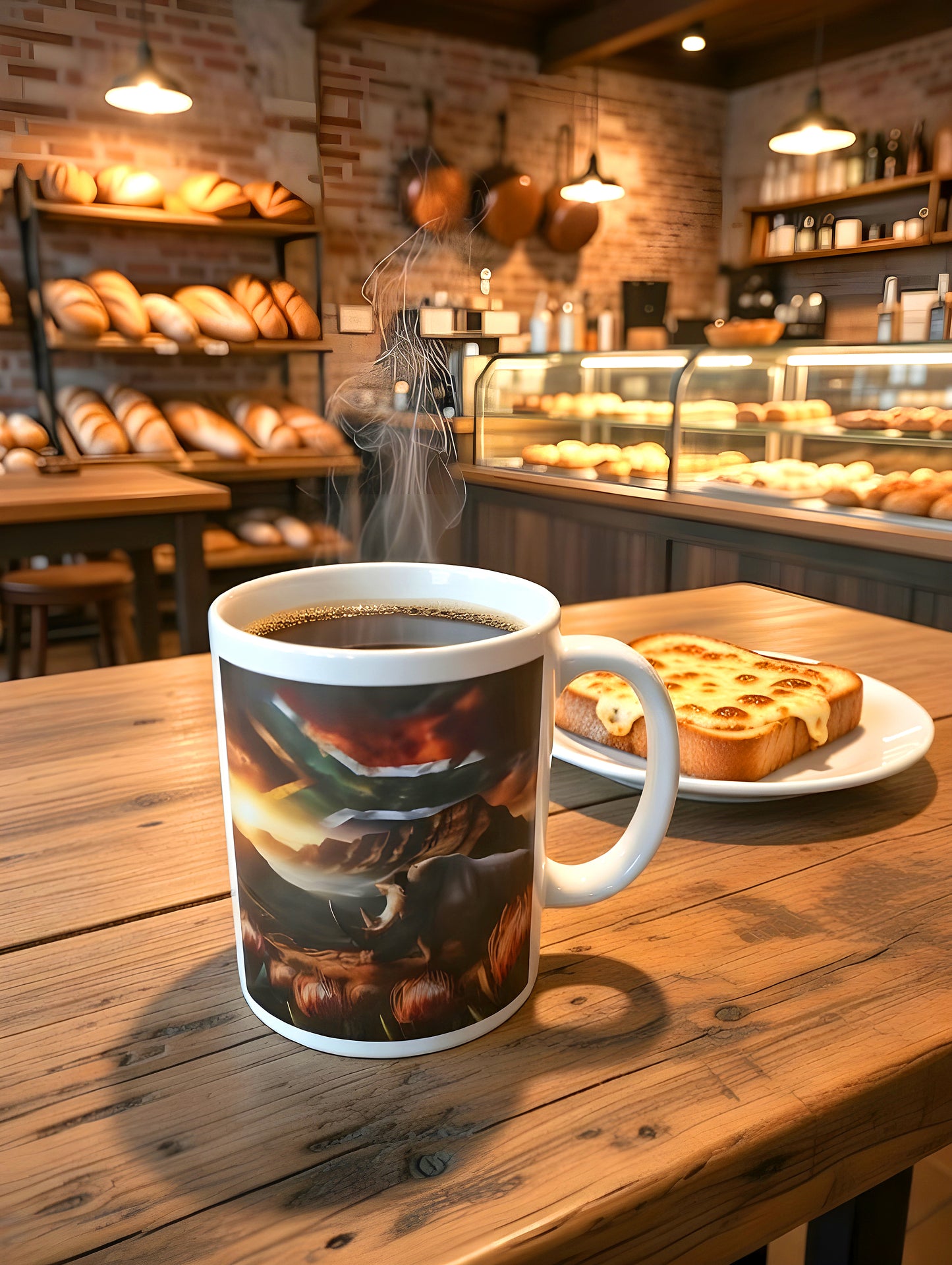 Coffee Mug with Rhinoceros, Protea Flowers & South African Flag – Dishwasher Safe