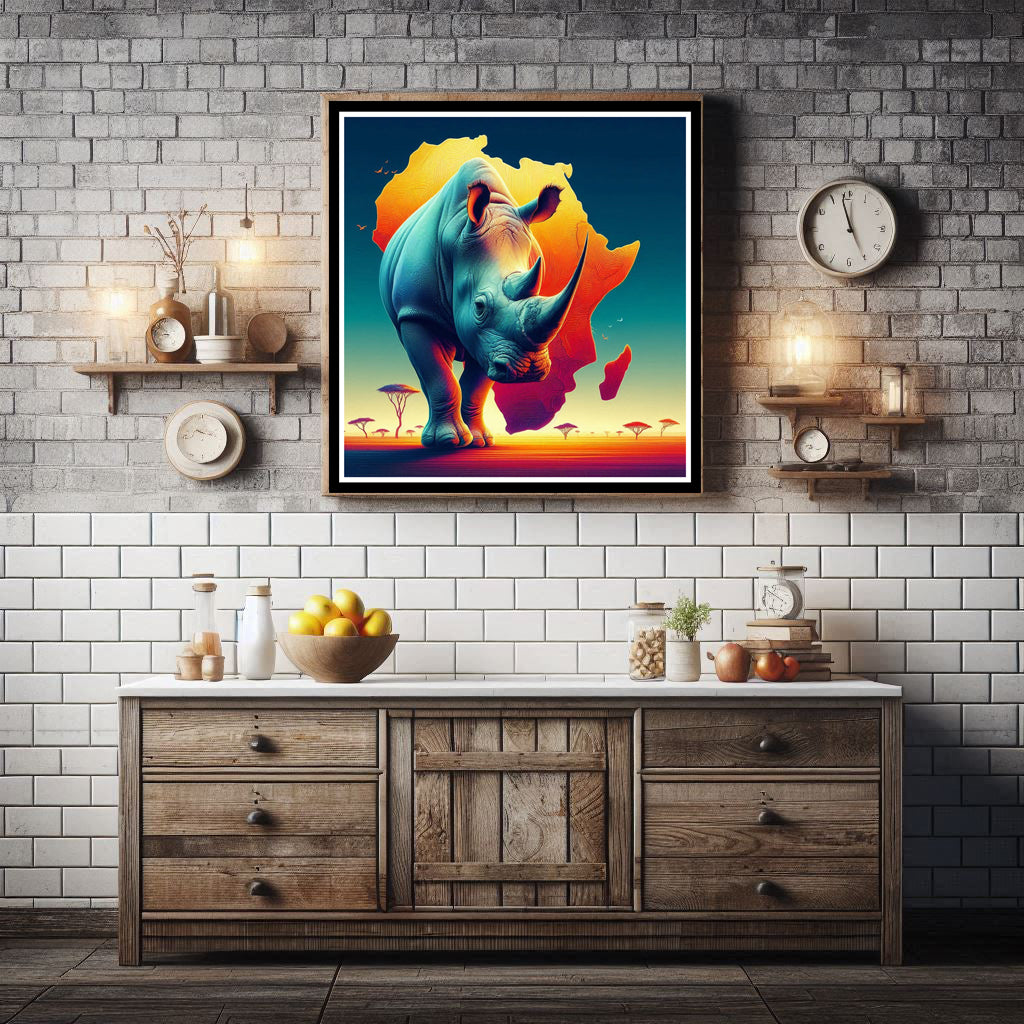 Download - White Rhinoceros on African Continent background