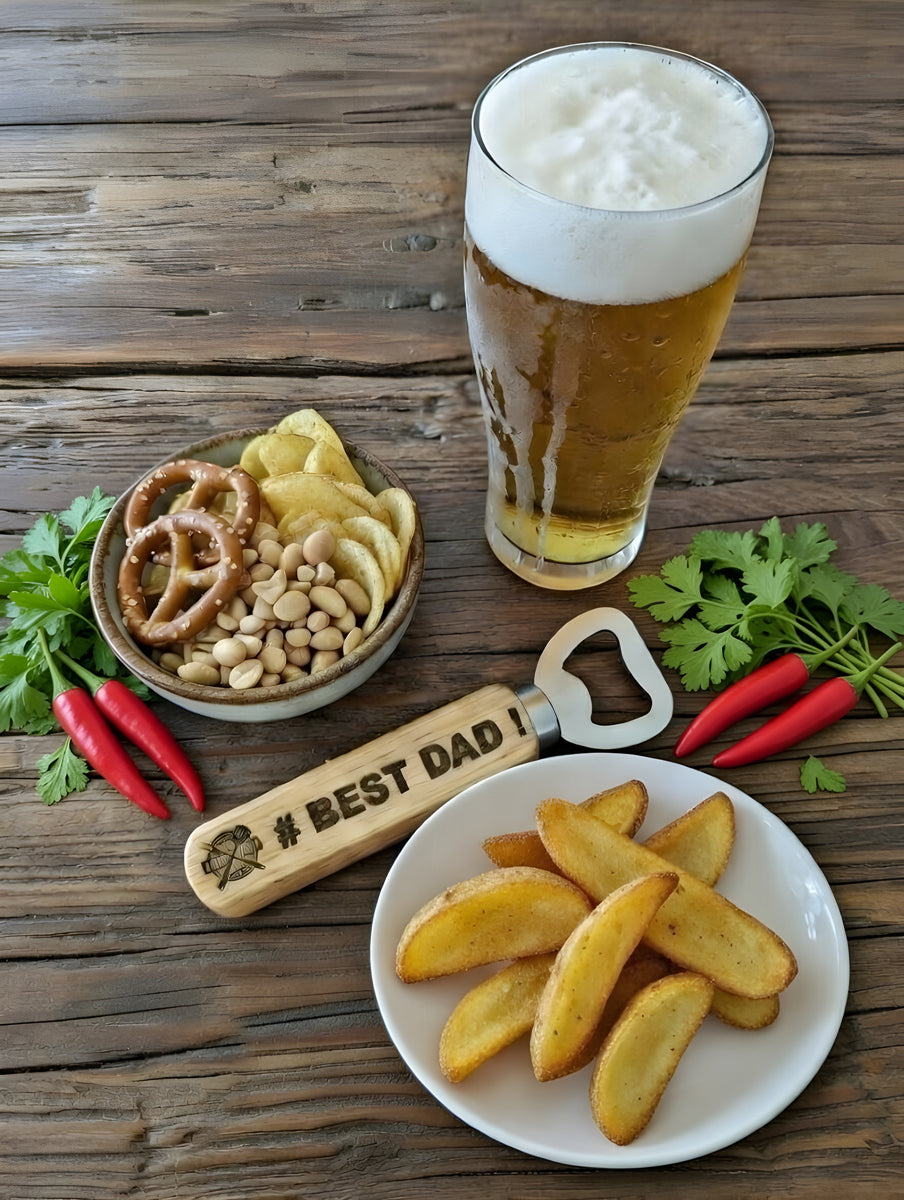 Classic Best Dad Wooden Bottle Opener with Magnet | Gift for Him