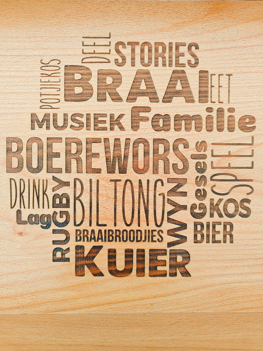 BRAAI Serving Tray - Classic with "Afrikaans" words