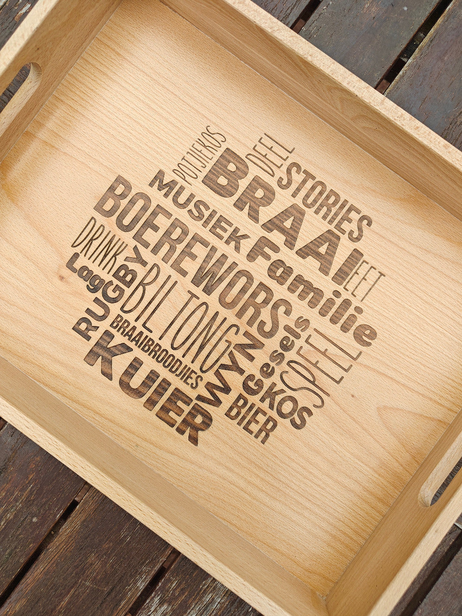 BRAAI Serving Tray - Classic with "Afrikaans" words