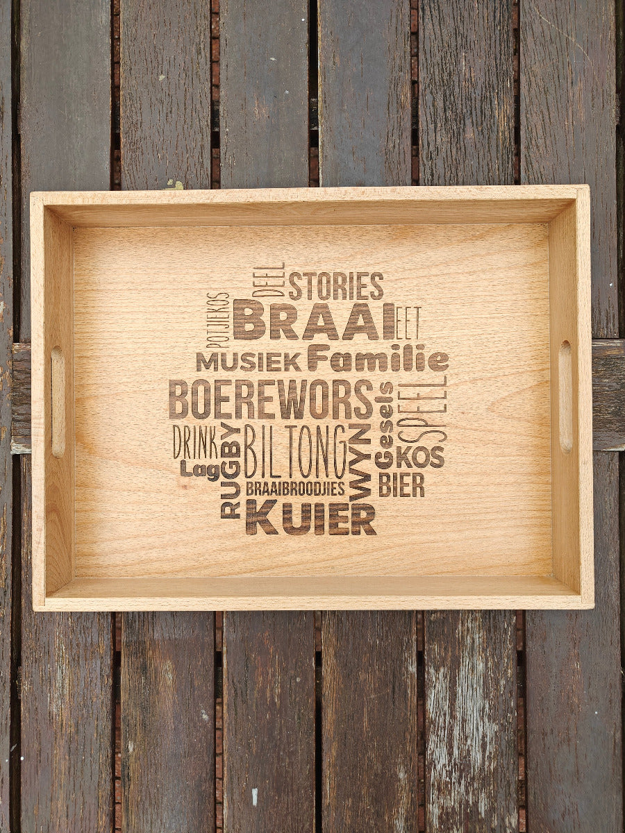 BRAAI Serving Tray - Classic with "Afrikaans" words