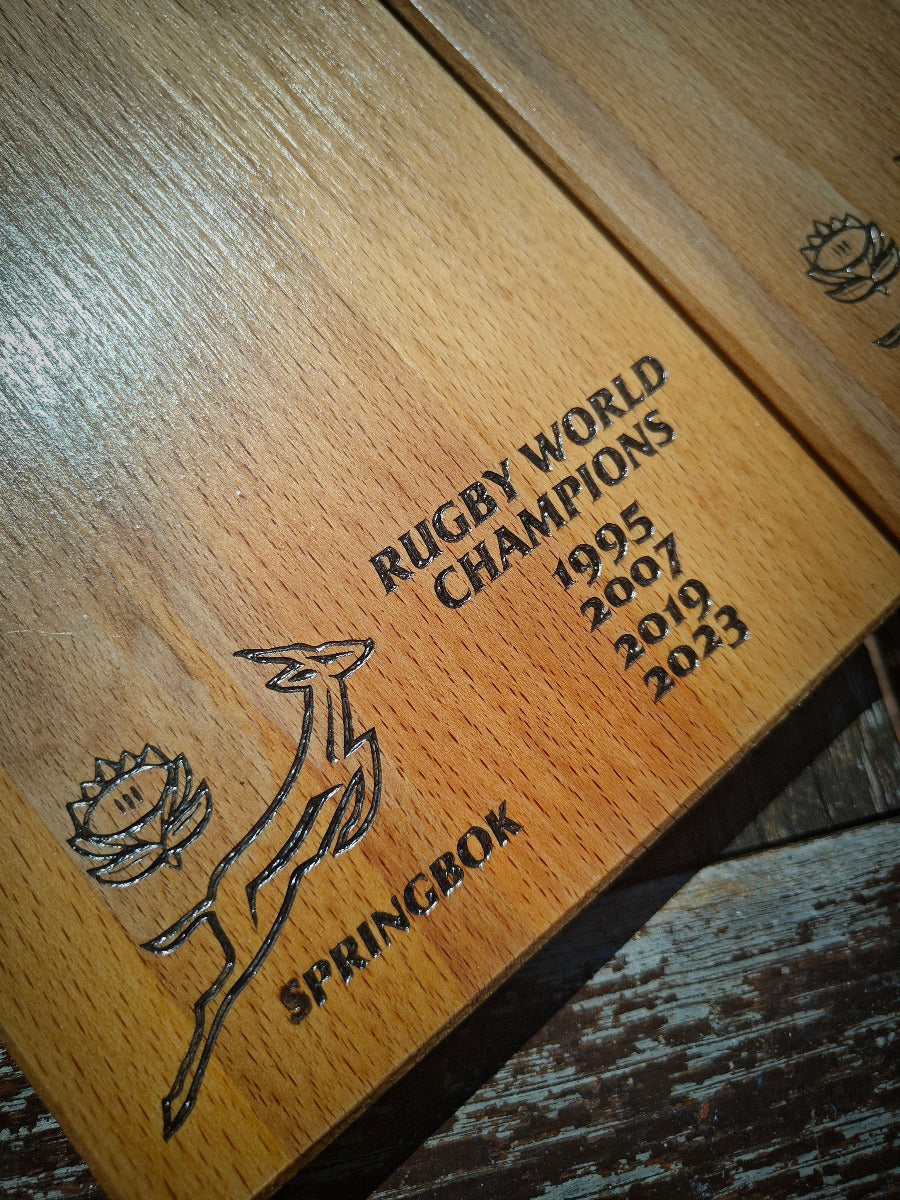 Snack Board - "Rugby World Champions" and Springbok Logo