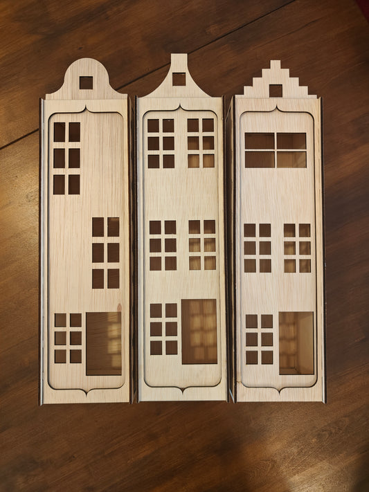 Dutch Facade Wooden Wine Box | Unique Real Estate Gift