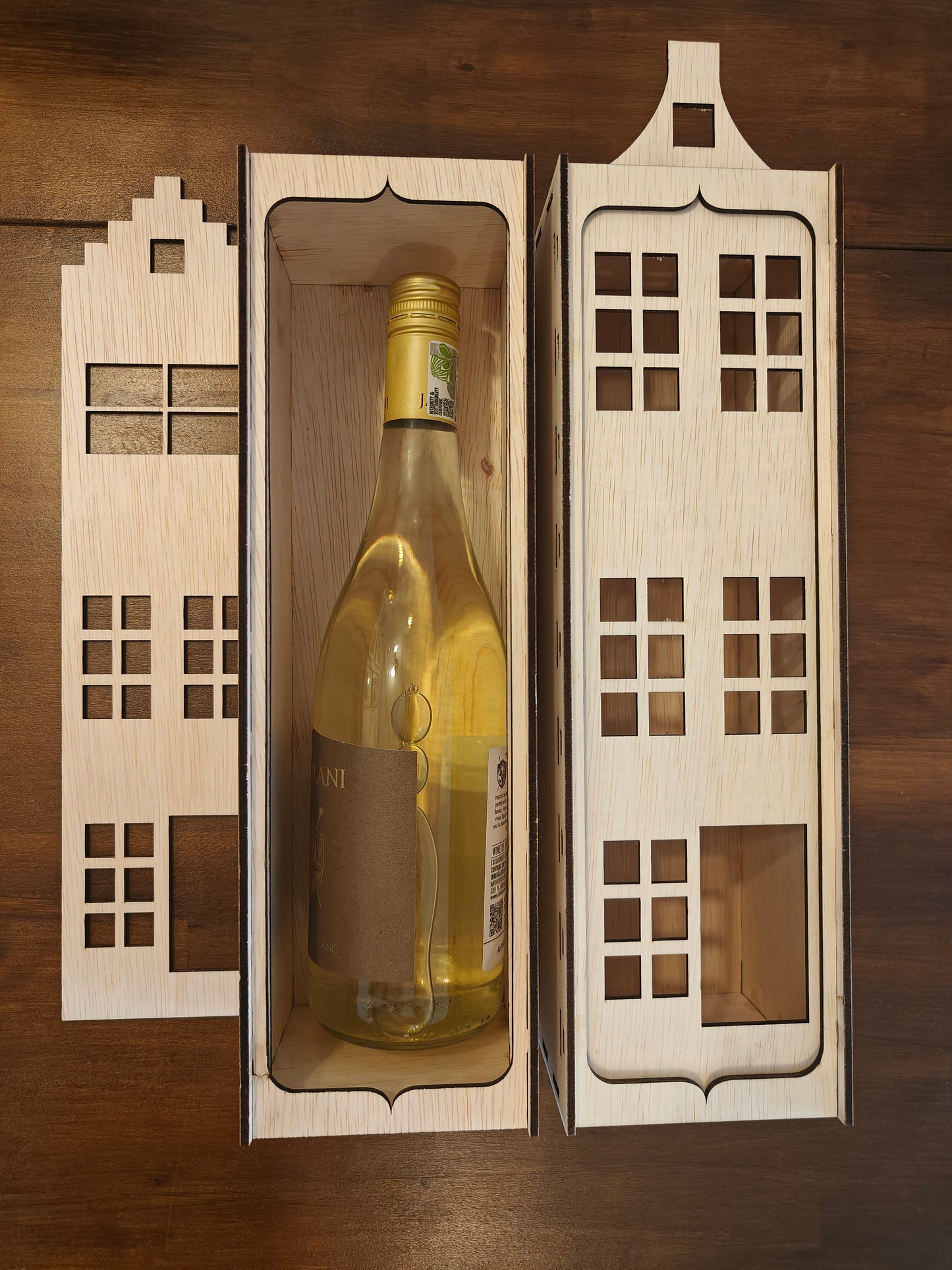 Dutch Facade Wooden Wine Box | Unique Real Estate Gift