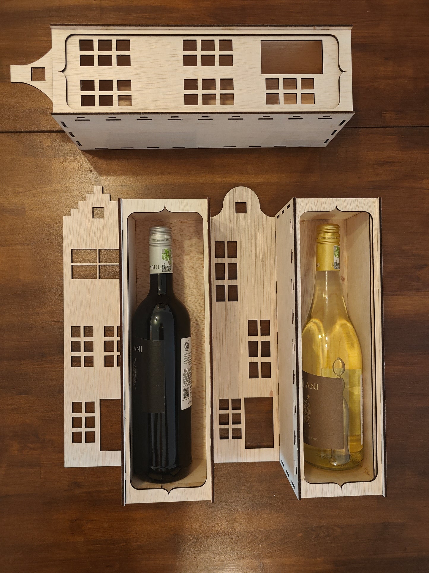 Dutch Facade Wooden Wine Box | Unique Real Estate Gift