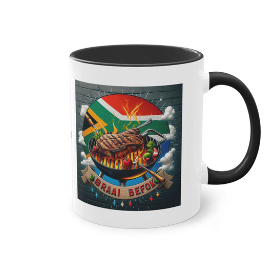 Two-Tone South Africa Braai Befok Circular Flag Coffee Mug 330 ml