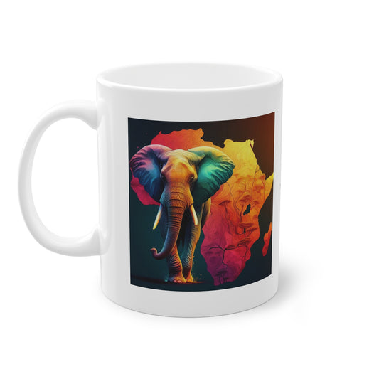 African Elephant & African Continent Ceramic Mug , coffe mug ,