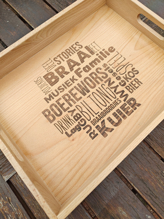 BRAAI Serving Tray - Classic with "Afrikaans" words