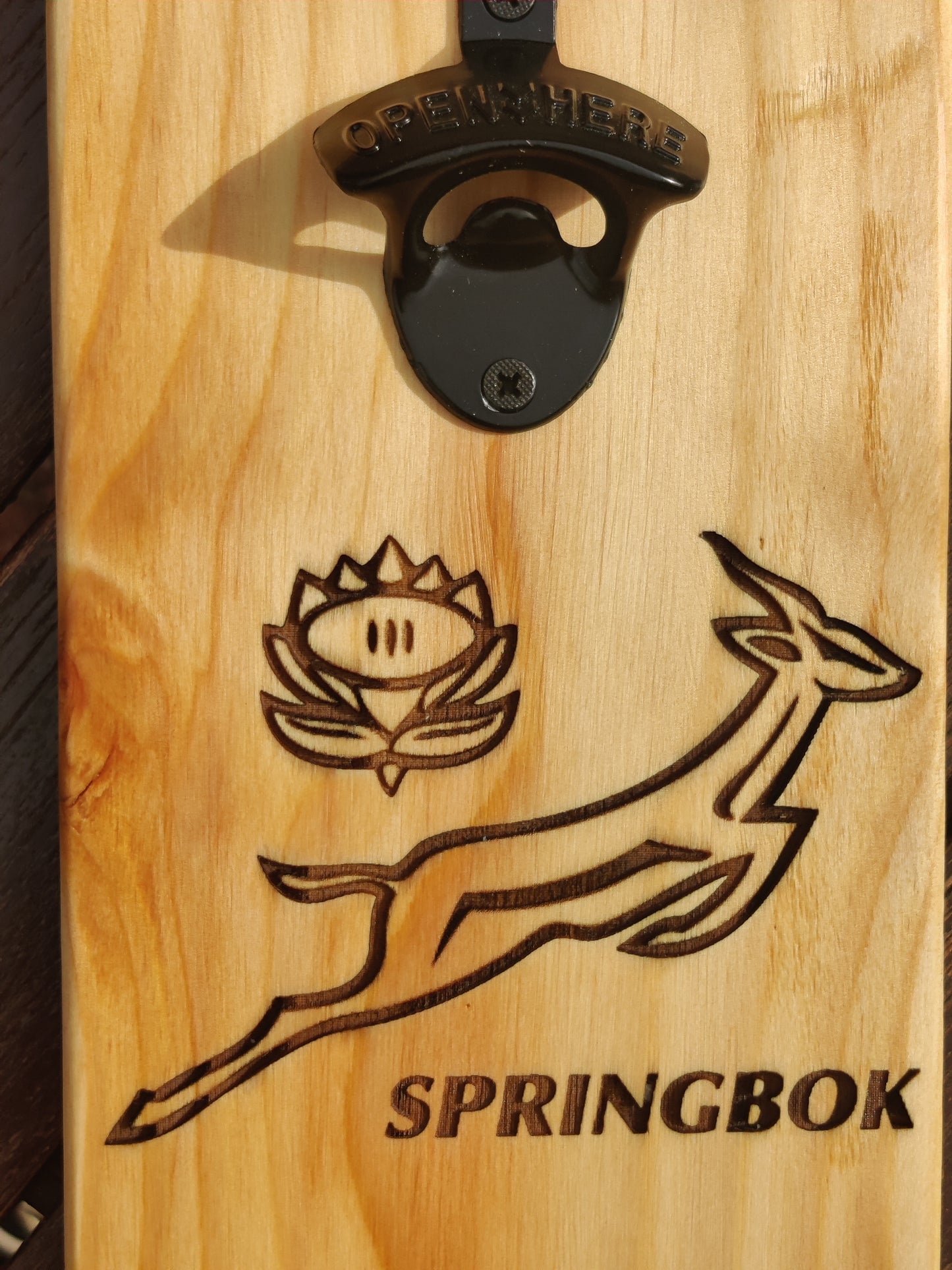 Wall-Mounted Magnetic Bottle Opener with Springbok Engraved Logo