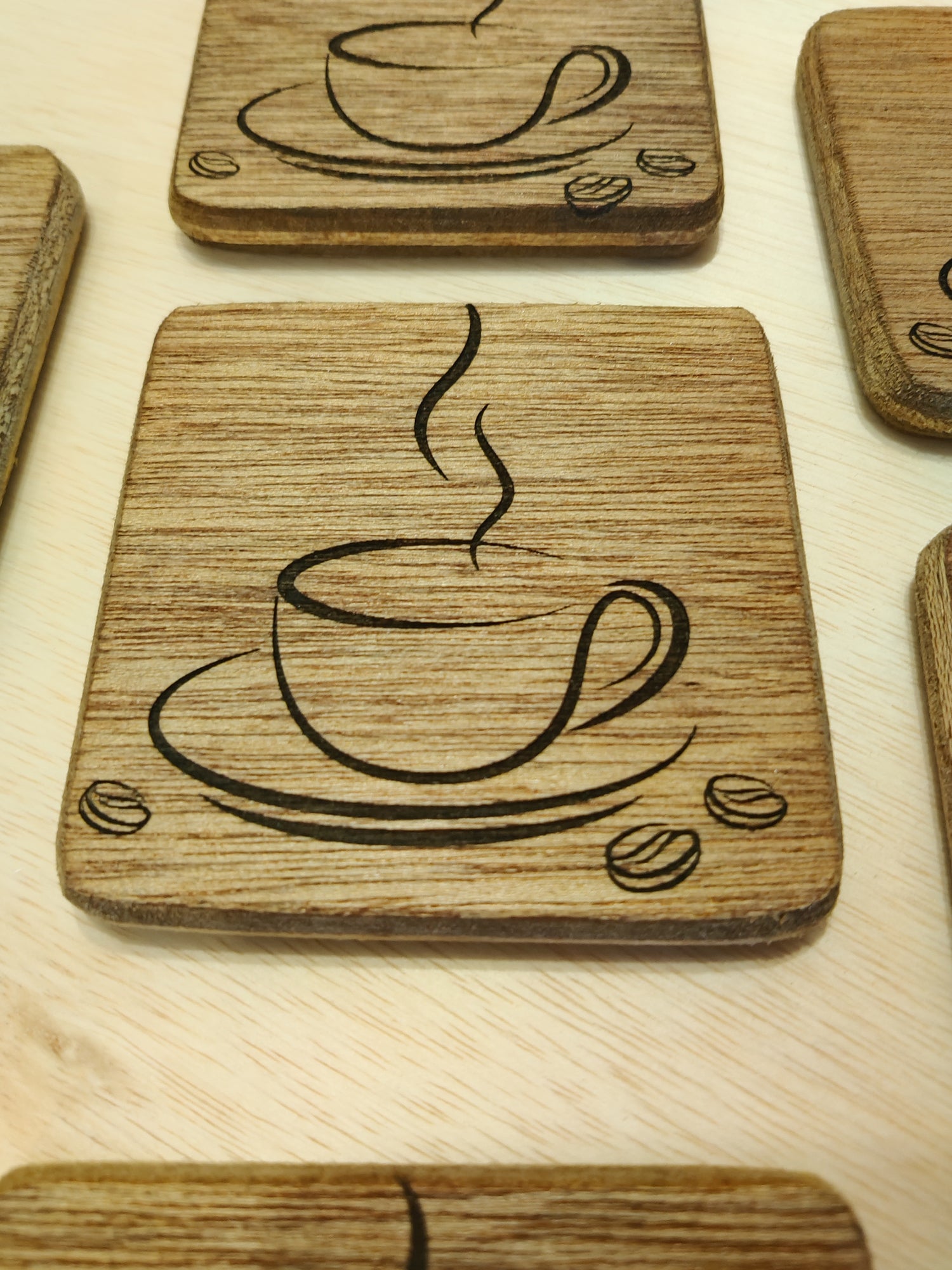 wood laser engraved Coffee coaster