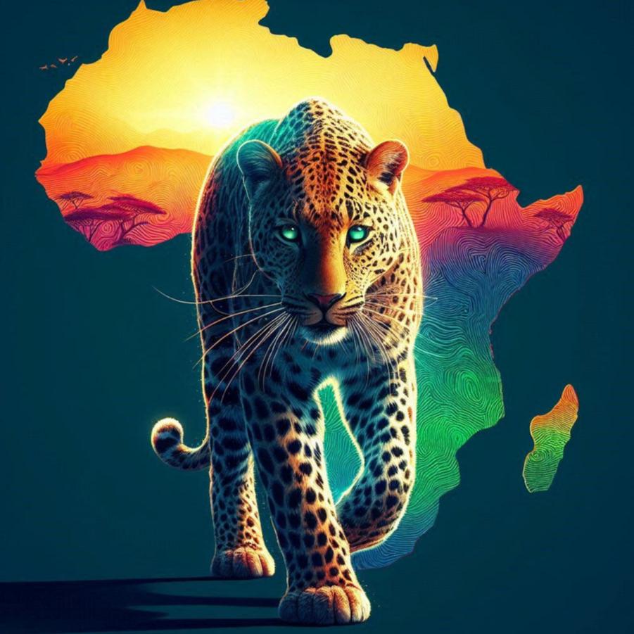 Download Image of a African Leopard on African Continent Background