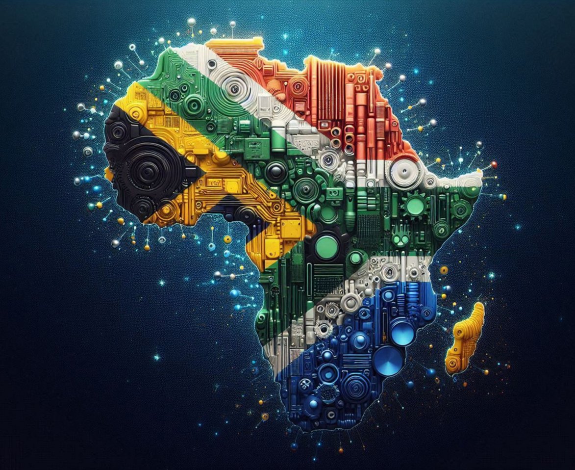 Download - African Contnent with Circular Buttons and the South African flag