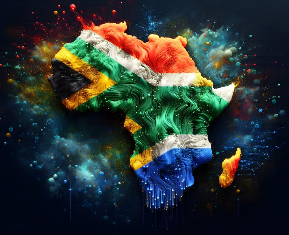 Download - Colorful African continent with an Abstract South African Flag