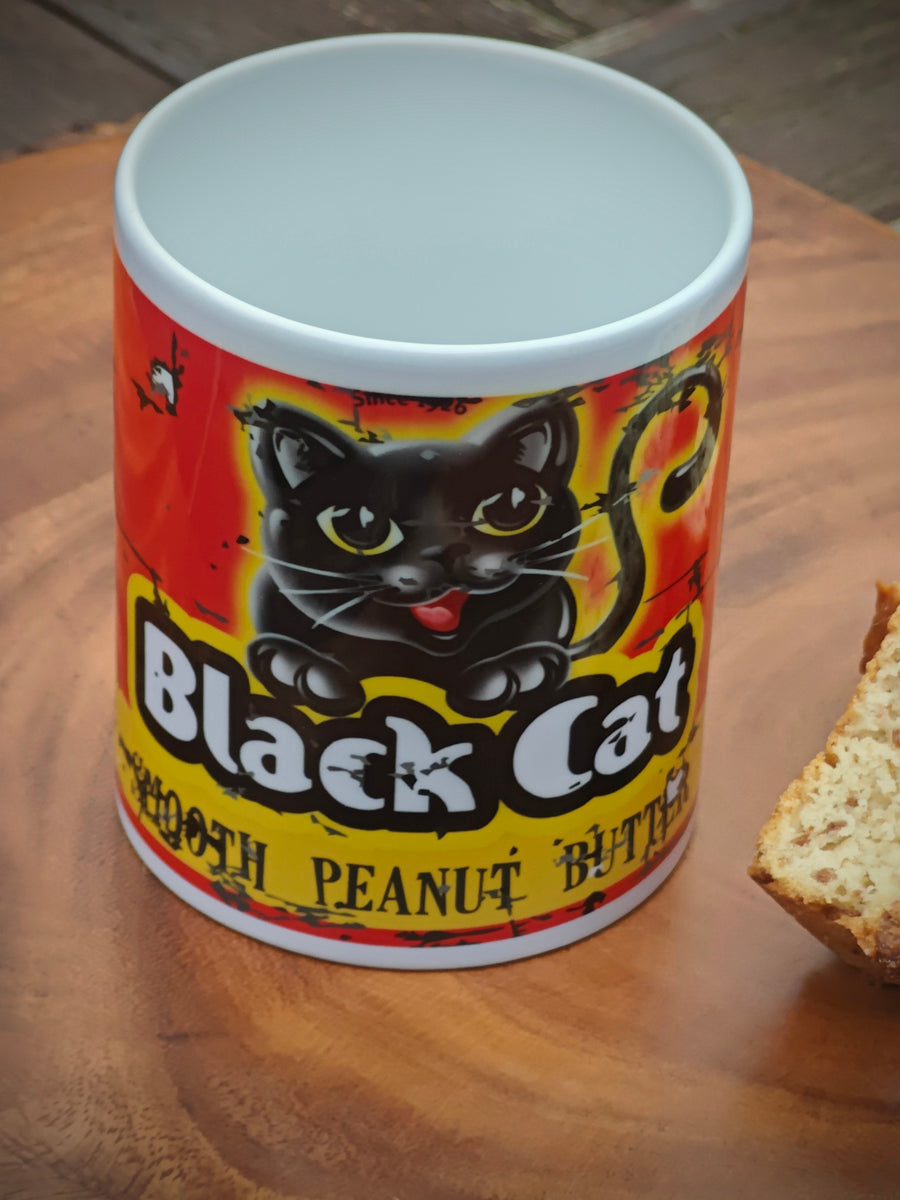 black cat peanut butter coffee mug nostalgic