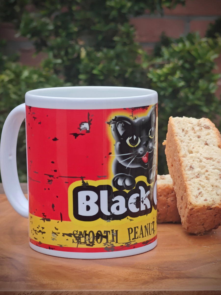 black cat peanut butter coffee mug - south africa