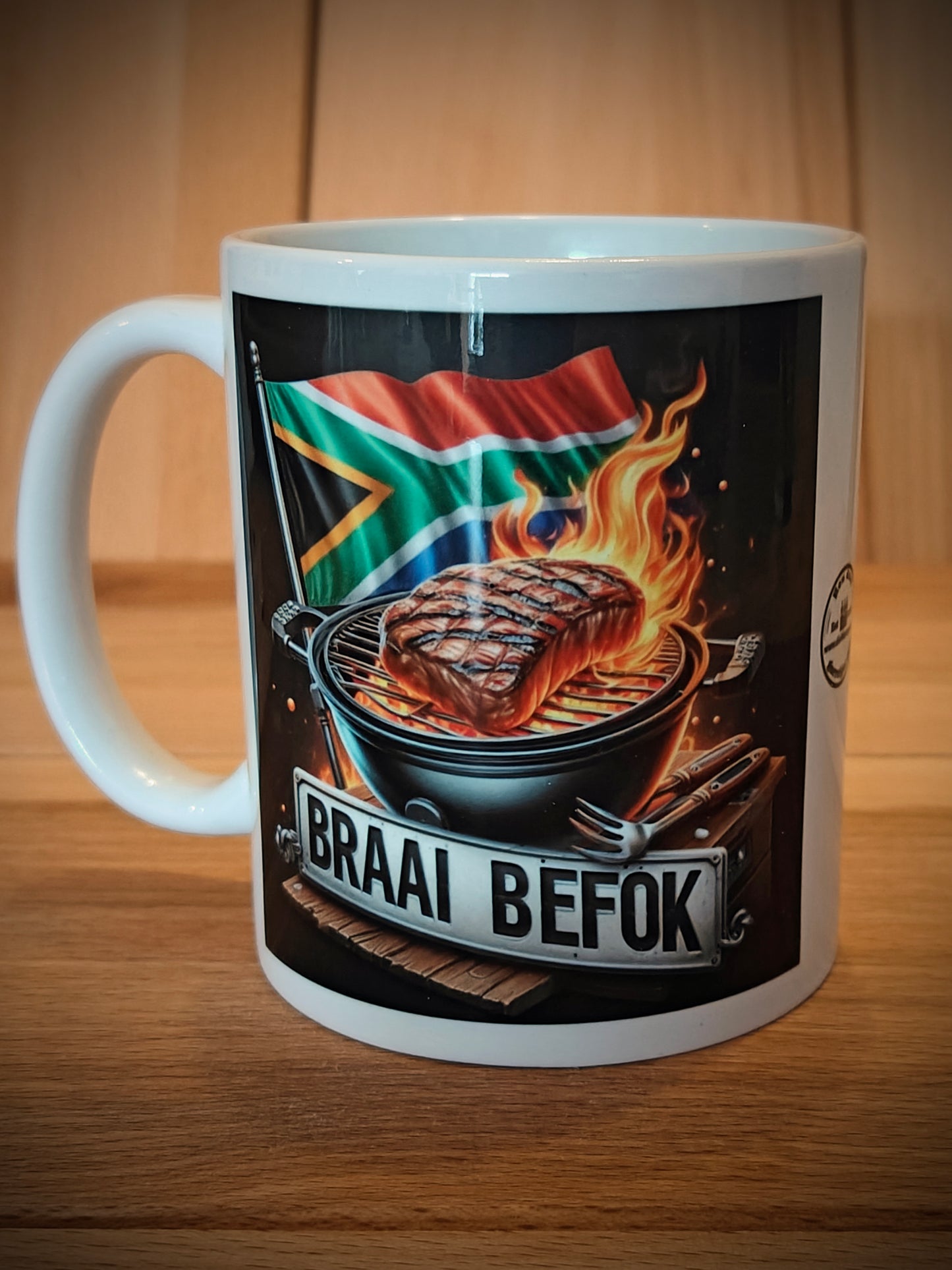 Coffee Mug - Braai Befok Numberplate with Braai and South African flag