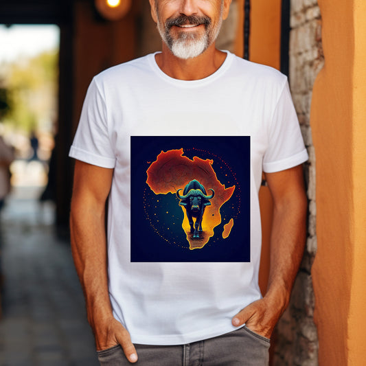 African Buffalo , Africa Continent T-Shirt, Dark Background Tee, Unisex Softstyle Shirt, Wildlife Lover Gift