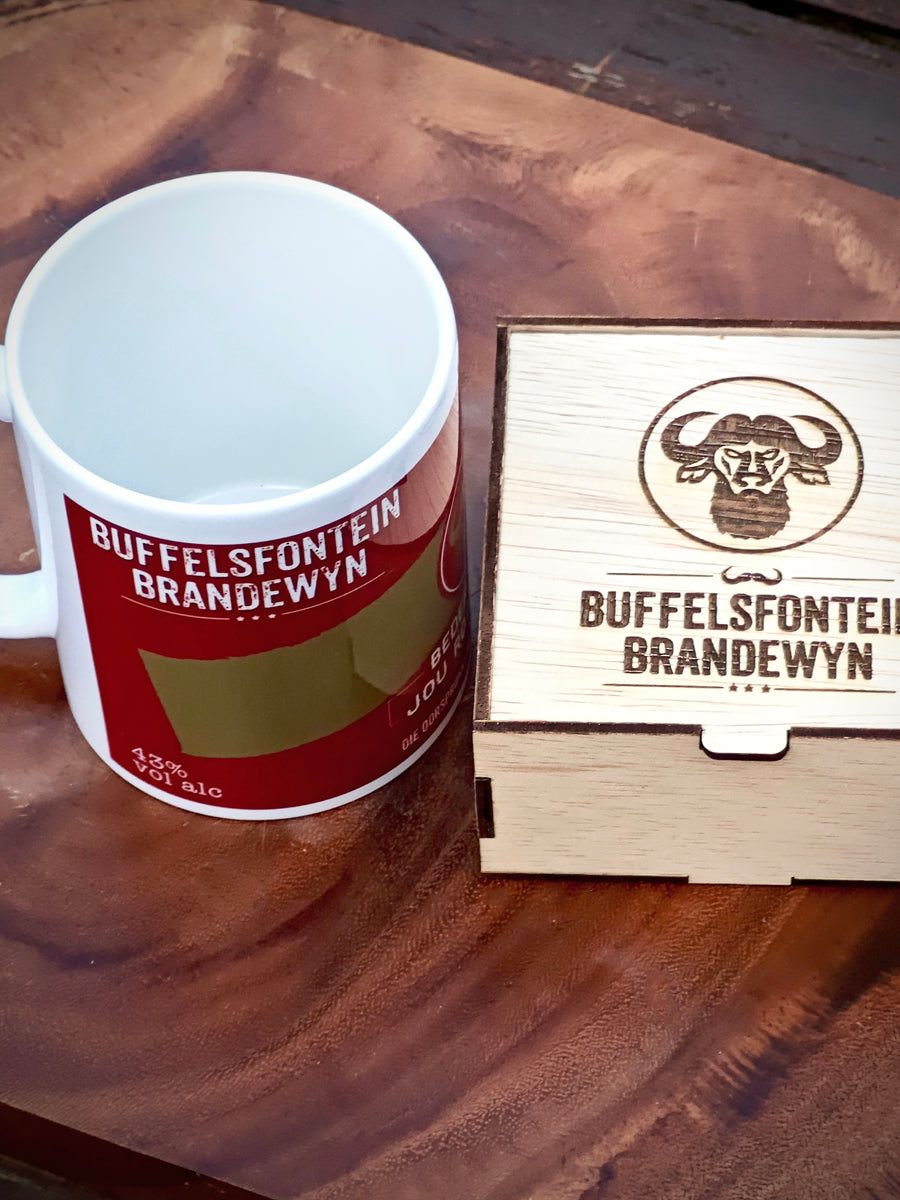 Buffelsfontein Brandy Coasters in handy Wooden Box (Mug not included)
