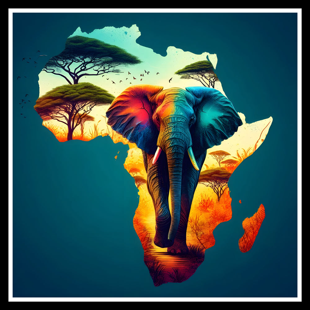 Download African Elephant with beautiful African continent background