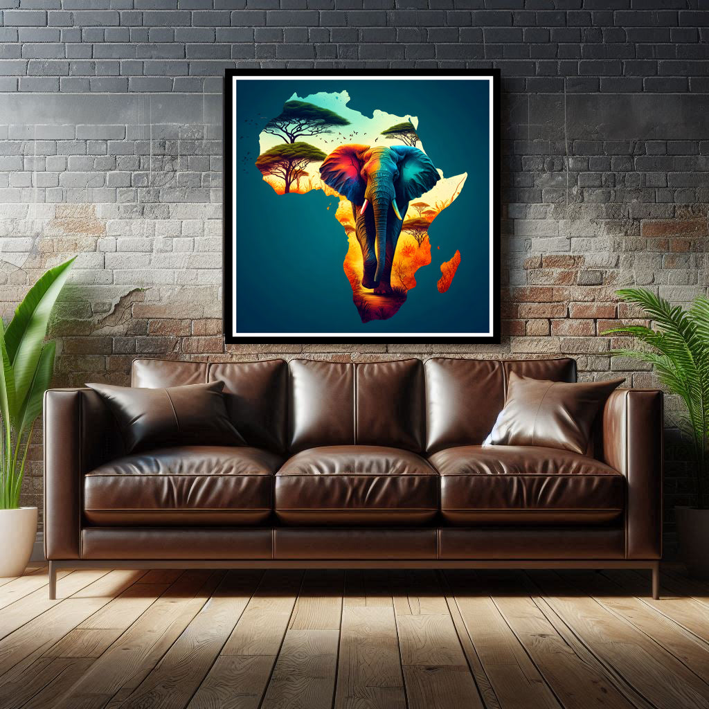 Download African Elephant with beautiful African continent background