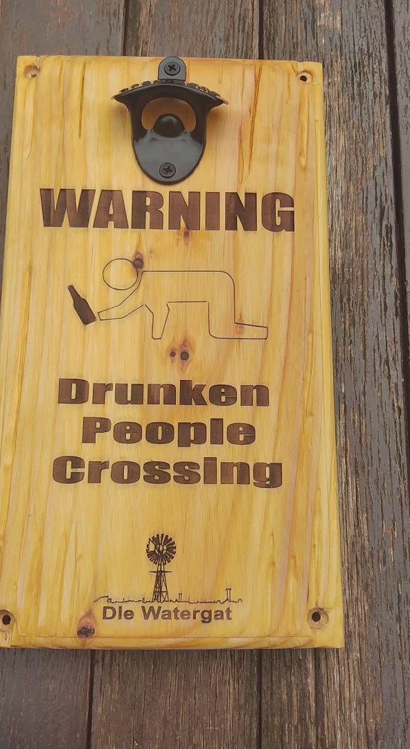 Vide clip , wall , magnet bottle opener , drunken people crossing