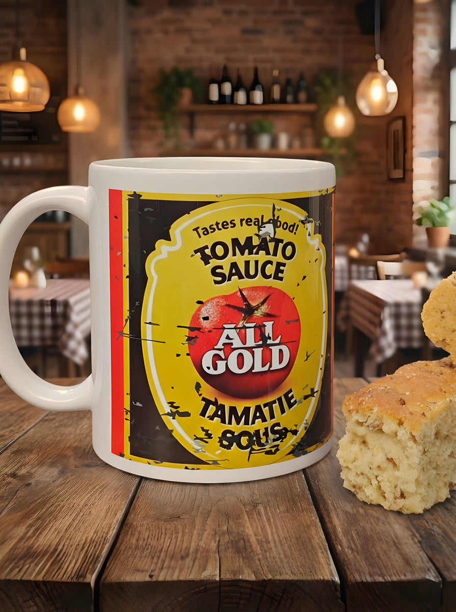 All Gold Tomato Sauce Coffee Mug – Fun South African Mug Gift