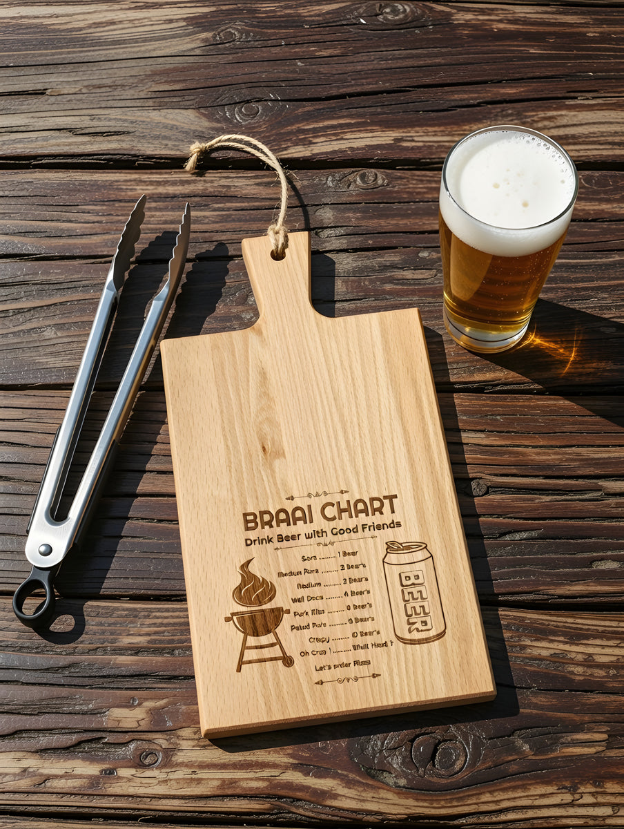 Braai Chart Snack Board – Fun Wooden Gift for Braai Lovers