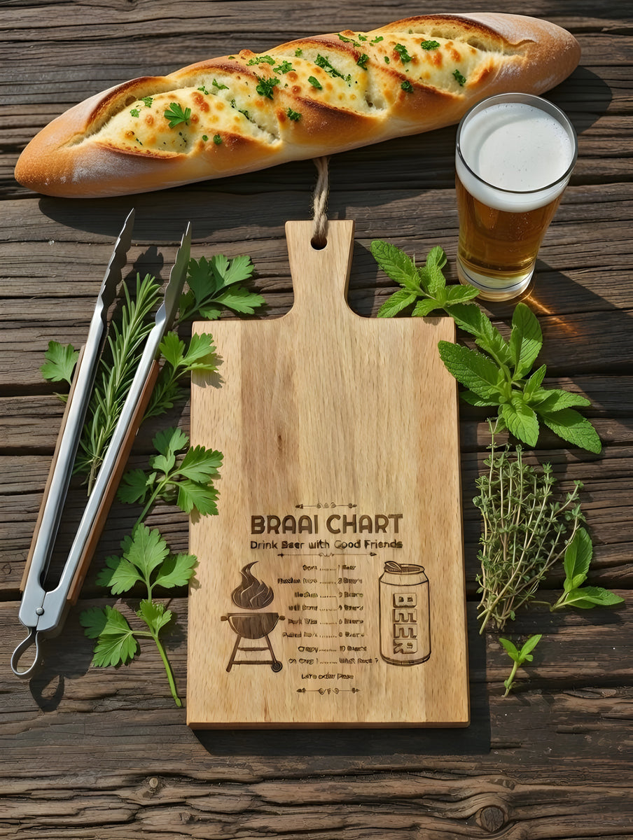 Braai Chart Snack Board – Fun Wooden Gift for Braai Lovers