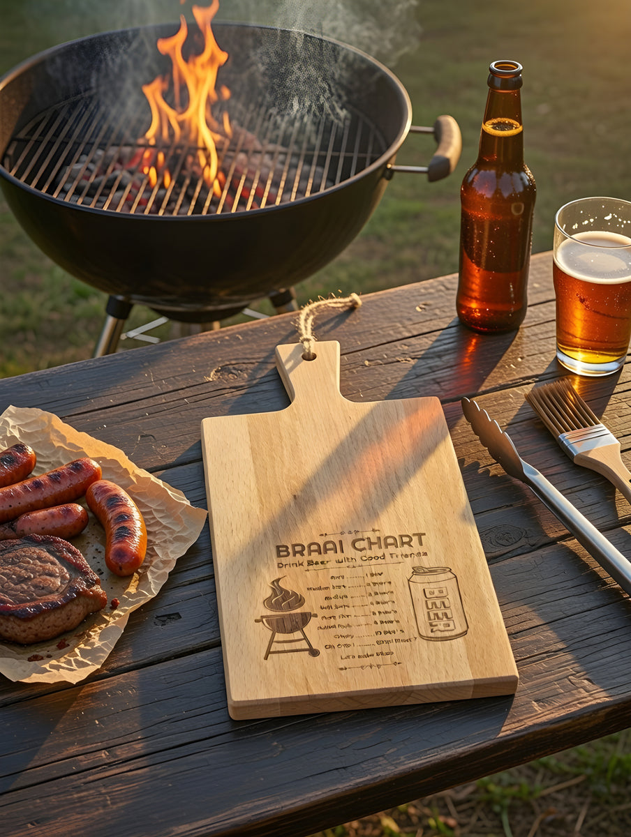 Braai Chart Snack Board – Fun Wooden Gift for Braai Lovers