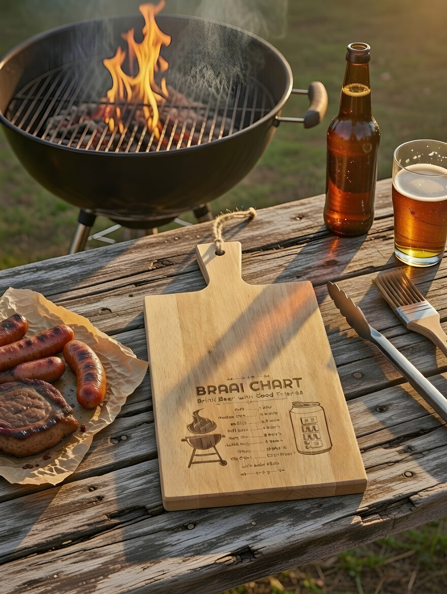 Braai Chart Snack Board – Fun Wooden Gift for Braai Lovers