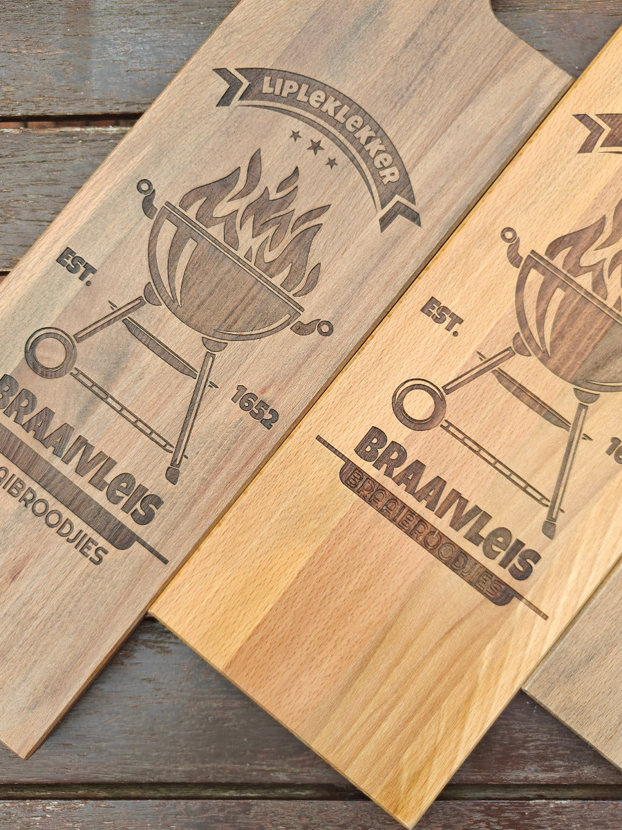 Braaiplank - "Lipleklekker" wooden snack board , laser engraved